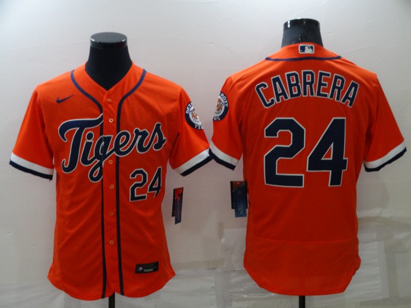 Men's Orange Detroit Tigers #24 Miguel Cabrera Flex Base Stitched Jersey